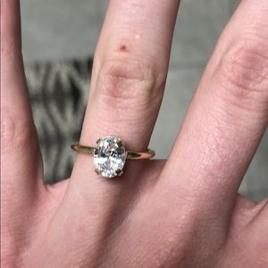 14K Gold Filled CZ Dainty Oval Solitaire Ring